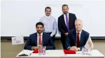  ?? Supplied photo ?? Akbar Moideen Thumbay, vice-president, healthcare division Thumbay Group; Thumbay Moideen, founder president, Thumbay Group; Jan Felton, group managing director, Albatha Holding; and Mark James , CEO Albatha Healthcare / MPC. —