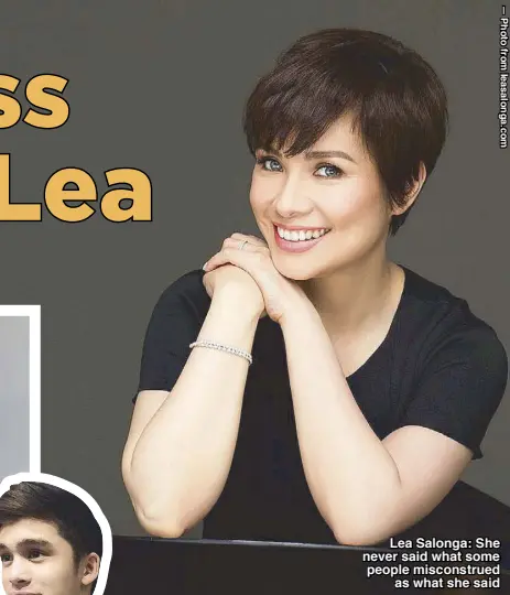  ??  ?? Lea Salonga: She never said what some people misconstru­ed as what she said