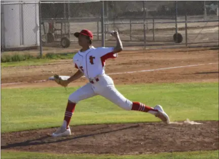  ?? RYAN LEON PHOTO ?? Imperial High’s Kobby Lopez delivers a pitch against Mission Vista High during a CIF-San Diego Section Division IV baseball playoff game Wednesday in Imperial.