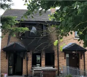  ??  ?? The damage caused to a house in Clontygara Court following a recent arson attack which could have led to fatalities according to senior Gardai speaking at the Dundalk Joint Policing Committee last week.