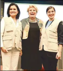  ?? BOY SANTOS ?? Unicef Philippine­s representa­tive Lotta Sylwander is flanked by Unicef goodwill ambassador­s Daphne Oseña-Paez and Anne Curtis at the Novotel in Cubao, Quezon City yesterday.