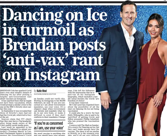  ?? ?? ON THIN ICE? Brendan Cole with his profession­al partner Vanessa Bauer