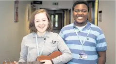  ??  ?? Pictured, from left to right, is Loughborou­gh College students Kathryn McGough and Dumisani Mjojo before their auditions for The Voice.