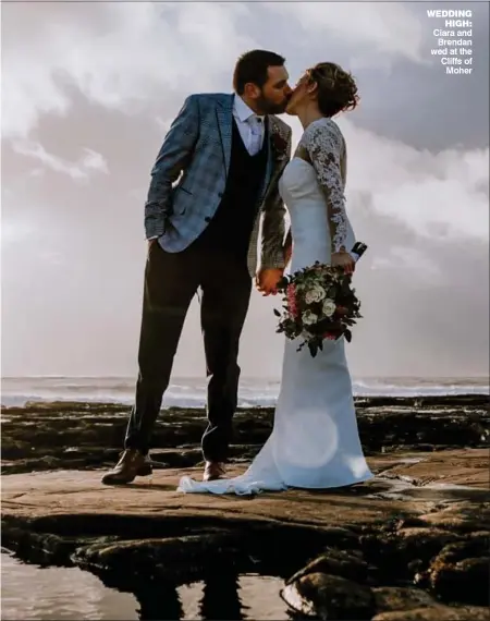  ??  ?? wedding high: Ciara and Brendan wed at the Cliffs of Moher