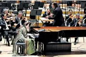  ??  ?? Mash-up of American minimalism and Baroque music: the LSO conducted by Kristjan Järvi, with soloist Simone Dinnerstei­n