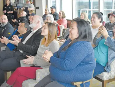  ?? NANCY KING/CAPE BRETON POST ?? About 30 members of the Membertou First Nation community proudly gathered Friday at the Membertou Trade and Convention Centre to watch a livestream as Chief Terry Paul was invested into the Order of Canada.