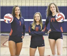  ?? Michelle Petteys, Heritage Snapshots ?? Heritage seniors Kayla Varnon, Trinity Ha and Morgan Trotter are determined to get the Lady Generals back to the Class 4A state playoffs in their final prep season on the court.