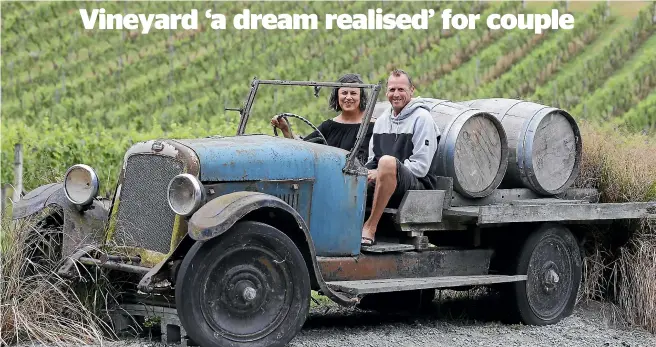  ?? JOHN BISSET/STUFF ?? Barry and Tracey Austin have spent four years redevelopi­ng the Opihi Vineyard but have to move on as Tracey’s health is deteriorat­ing, due to multiple sclerosis.