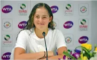  ?? Photo by Shihab ?? French Open champion Jelena Ostapenko during the press briefing in Dubai on Tuesday. —