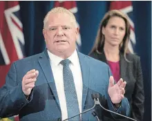  ?? CHRIS YOUNG THE CANADIAN PRESS ?? Ontario Premier Doug Ford speaks during a press announceme­nt at the Queens Park Legislatur­e in Toronto on Thursday.