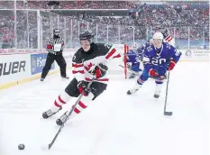  ??  ?? Robert Thomas, left, shown playing for Canada at the 2018 world junior hockey championsh­ip, is a key player at the Memorial Cup for the OHLchampio­n Hamilton