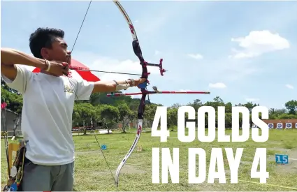  ?? SUNSTAR FOTO / RICHIEL CHAVEZ ?? ON TARGET. Lloyd Apawan will remember his first and last Palaro as he scored two gold medals, so far, after winning his second gold yesterday.