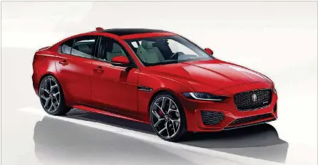  ?? JAGUAR PHOTO ?? An enhanced exterior design of the 2020 Jaguar XE offers a more assertive appearance with new front and rear bumpers, new grille design and premium all-LED headlights and tail lights with distinctiv­e LED signatures as standard. The all-new interior features beautiful details and premium materials, including standard leather upholstere­d seats and soft touch materials.