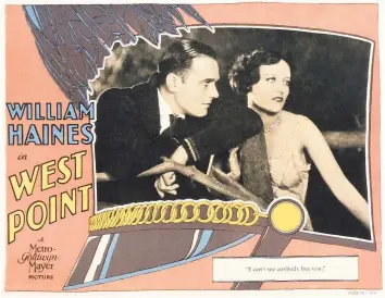  ?? LMPC / LMPC via Getty Images ?? “West Point” starred William Haines and Joan Crawford. The billing on the poster indicates who was the bigger star in 1927. Jack Rushen, below, documents their friendship in a new play. Bottom, the pals pose for a photo years after Haines left MGM.