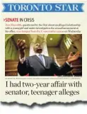  ??  ?? I had two-year affair with senator, teenager alleges