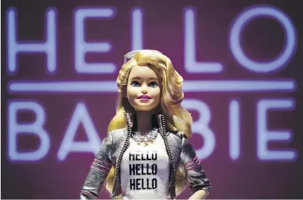  ?? MARK LENNIHAN/THE ASSOCIATED PRESS ?? Of all the smart toys, Hello Barbie has created the most controvers­y. Media outlets are calling it ‘creepy,’ ‘surveillan­ce Barbie’ and ‘every parent’s worst nightmare.’