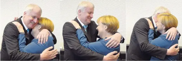  ?? Fotos: Rainer Jensen, dpa ?? Bilder aus besseren Zeiten: Im Moment sind sich Horst Seehofer und Angela Merkel ferner denn je.
