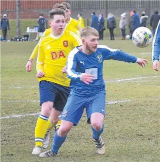  ??  ?? Ferry Athletic U/19 (yellow) beat Forfar West End 5-2 in the Presidents League at Dawson Park two weeks ago. Last week’s games were off due to the snow.