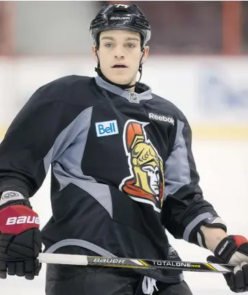  ?? WAYNE CUDDINGTON /OTTAWA CITIZEN ?? Mark Borowiecki has impressed Sens GM Brian Murray with his speed and coach Paul MacLean with his defensive play. MacLean says he may partner Borowiecki with fellow rookie Patrick Wiercioch against the Washington Capitals Tuesday.