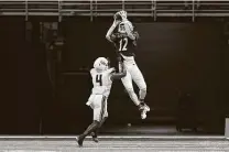  ?? Eric Gay / Associated Press ?? UTSA wide receiver Joshua Cephus, back, is “unselfish” and “plays with a motor,” quarterbac­k Frank Harris said.