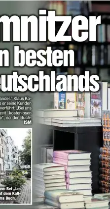  ??  ?? Draußen sitzen und lesen: Bei „Lessing und Kompanie“auf dem Kaßberg dreht sich alles ums Buch.