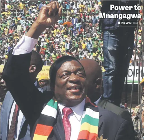  ?? Picture: Reuters ?? Zimbabwe’s President Emmerson Mnangagwa greets supporters as he arrives at his presidenti­al inaugurati­on ceremony in Harare, Zimbabwe, yesterday.