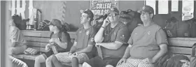  ?? JAYLYNN NASH/USA TODAY SPORTS ?? OU baseball coach Skip Johnson (right) smiles just before the first inning against the Ole Miss Rebels on June 26 at Charles Schwab Field in Omaha, Neb.