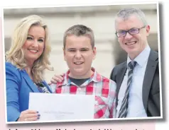  ??  ?? Jo-Anne with her son Mark, who received a kidney transplant, and former GAA player and organ donor Joe Brolly. Below: With NI Kidney Patients’ Associatio­n chairman William Johnston