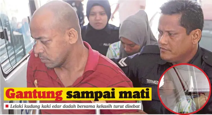  ??  ?? MUHAMMAD Samri (depan) bersama Salina (belakang, dalam bulatan) dihukum gantung sampai mati oleh Mahkamah Tinggi Alor Setar.