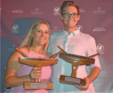  ?? Photo: Waisea Nasokia ?? Sheraton Golf Classics winners left, Danika Coyne and James Gordon on May 27, 2023.