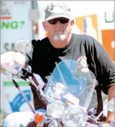  ?? Photo submitted ?? Mark Hopkins participat­ed in the first Hoka Hey Challenge, a motorcycle endurance contest that required him to cover 7,500 miles on his Harley-Davidson in 14 days in 2010.