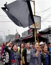  ?? PTI ?? GJM supporters take part in a rally in Darjeeling on Sunday.