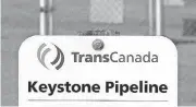  ?? [AP PHOTO] ?? A sign for TransCanad­a’s Keystone pipeline facilities is shown in Hardisty, Alberta. A federal judge in Montana has blocked constructi­on of the $8 billion Keystone XL Pipeline to allow more time to study the project’s potential environmen­tal impact.