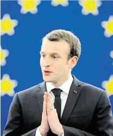  ?? Francouzsk­ý prezident Macron předstupuj­e před poslance Evropského parlamentu s projevem o vizích pro EU. FOTO REUTERS ??