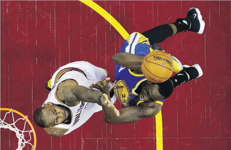  ?? — GETTY IMAGES FILES ?? LeBron James and the Cavs outmuscled and outplayed Draymond Green and the Warriors to win Game 4 of the NBA Finals and avoiding the sweep.