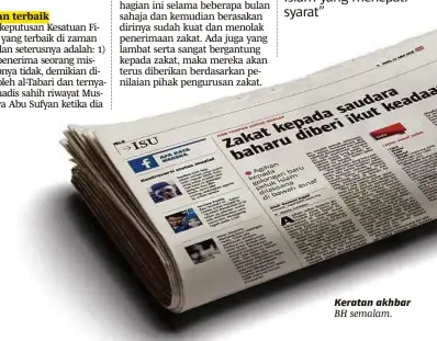  ??  ?? Keratan akhbar BH semalam.