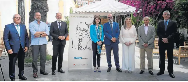  ?? ?? ● Antonio de la Vega, presidente de la Fundación Atlantic Copper; José Luis García-Palacios Álvarez, presidente de la FOE; José Luis Menéndez, presidente de Aiqbe; Teresa Rasero, ponente y presidenta de Feiqe; Javier Ronchel, director de Huelva Informació­n; María Villadeami­go, teniente de alcalde del Ayuntamien­to de Huelva; Antonio Ponce, presidente de Huelva Port; e Ignacio Álvarez-Ossorio, director del Puerto de Huelva.