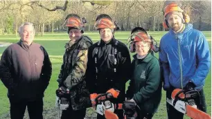  ??  ?? Jak Spedding, far right, is a volunteer with Hyndburn Tree Wardens