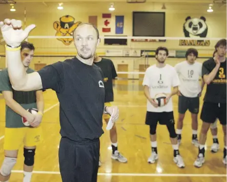  ??  ?? Bears coach Terry Danyluk has created one of the most successful men’s volleyball programs in Canada West.