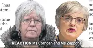  ??  ?? REACTION Ms Corrigan and Ms Zappone