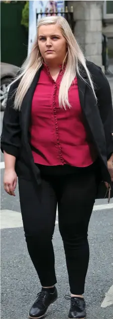 ??  ?? Dayna Kearney arrives at Naas Circuit Criminal Court for her trial. Photo: Collins
