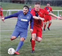  ??  ?? Clincher Sean Mckenna scored Carluke’s winner against Muirkirk Picture: Kevin Ramage