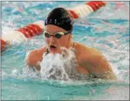  ?? GENE WALSH — DIGITAL FIRST MEDIA ?? Upper Dublin’s Aly Breslin competes in the 200 medley relay against Souderton Friday.