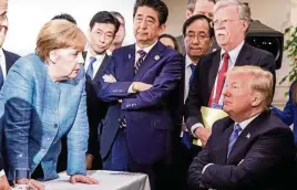  ?? FOTO: DPA PA ?? Das Bild spricht Bände: Trump und Merkel beim G7-gipfel 2018 in Kanada.