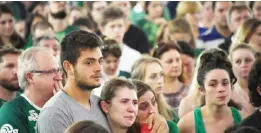  ??  ?? CHAPECO: People attend a mass in memoriam of the players of Brazilian team Chapecoens­e Real killed in a plane crash in the Colombian mountains, in Chapeco, in the southern Brazilian state of Santa Catarina, on Tuesday. —AFP