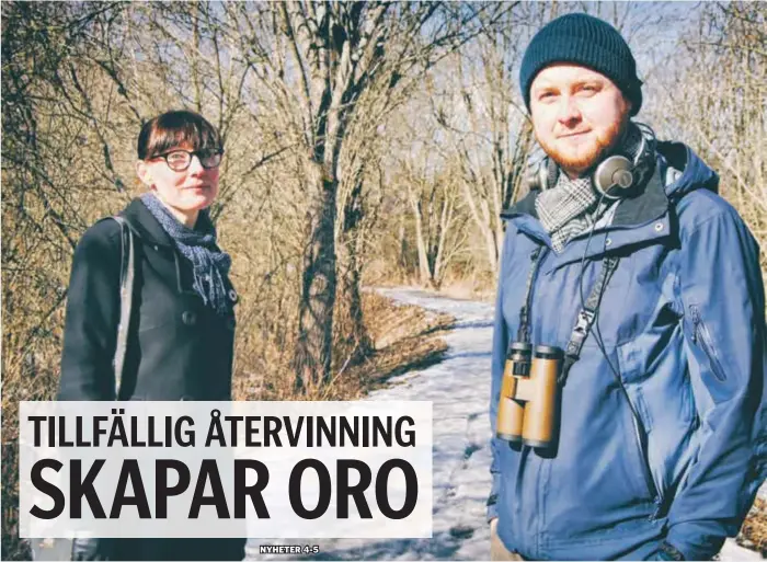  ?? FOTO: LEIF OLDENBURG ?? KORRIDOR. Den gröna korridoren mellan Järvakilen och Råstasjön måste bevaras, anser Linda Bell och Victor Eriksson från Naturskydd­sföreninge­n.