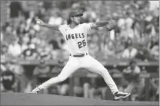  ?? ASHLEY LANDIS/AP ?? LOS ANGELES ANGELS STARTING PITCHER MICHAEL LORENZEN (25) throws during the first inning of a game against the Washington Nationals in Anaheim, Calif., on Saturday.