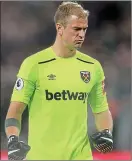  ??  ?? Winning feeling: West Ham’s Joe Hart