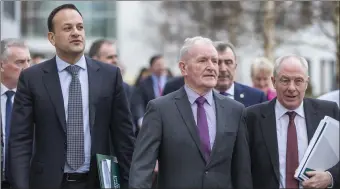  ??  ?? An Taoiseach Leo Varadkar with Deputy Tony McLoughlin and Minister Michael Ring at IT Sligo last Friday where the Government launched Project Ireland 2040 which designates Sligo as a regional centre. Pics; Donal Hackett.