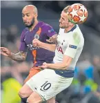  ??  ?? Fabian Delph in action against Tottenham’s Harry Kane